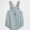 Babyoverall i denim med ränder och björnficka