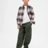 Baggybaggy-byxor i borstad twill med avsmalnande ben