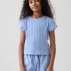 Barn-T-shirt i ribbad, färgskiftande, figursydd modell