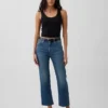 Högmidjade, smala, raka cropped-Jeans i 90-talsstil
