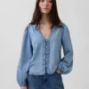Jeansskjorta med puffärmar