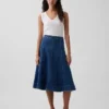 Midi-kjol i denim med tulpanform