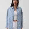 Stor skjorta i randig denim