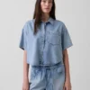 Ultramjuk oversized camp-skjorta i denim