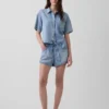 Ultramjuka denimshorts med medelhög midja och dolfinfåll