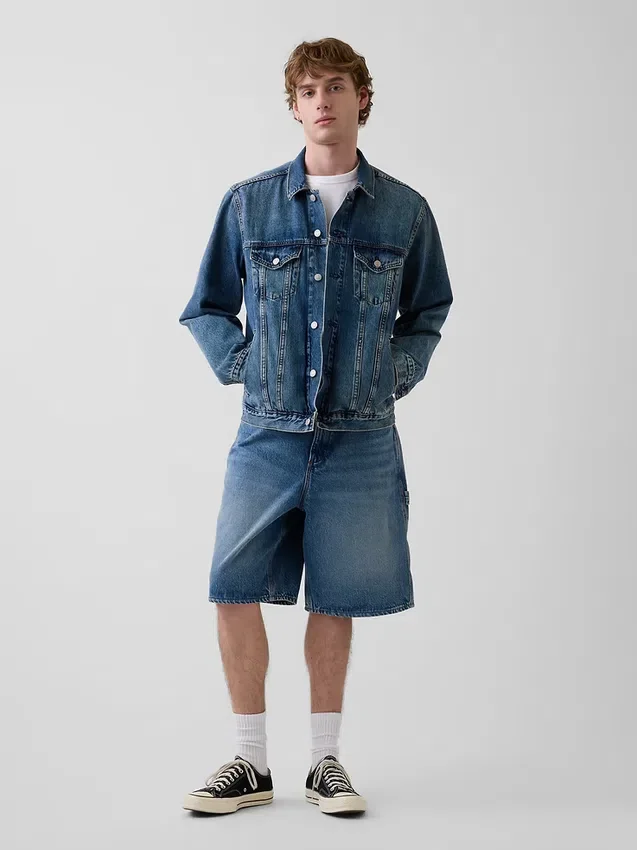 10,5" Baggy denimshorts i snickarstil