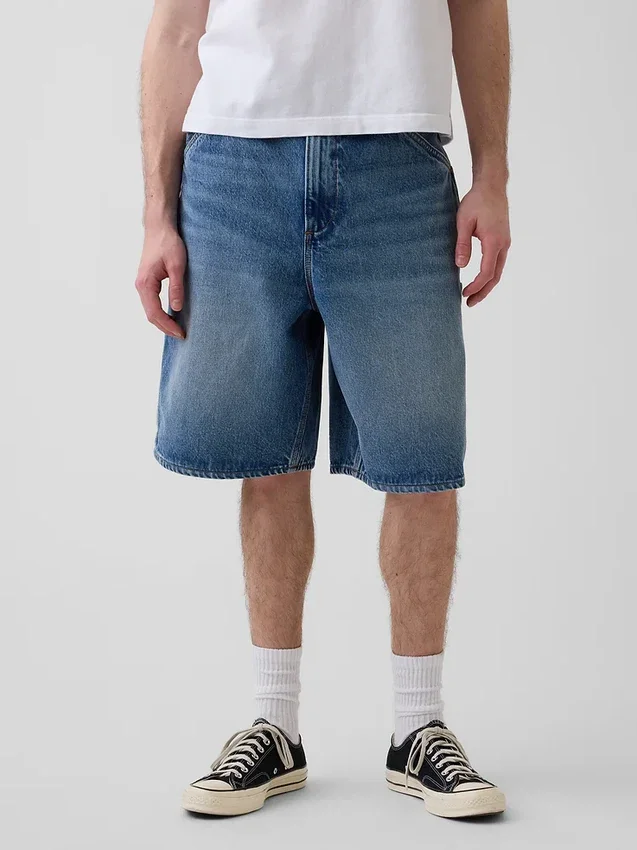 10,5" Baggy denimshorts i snickarstil