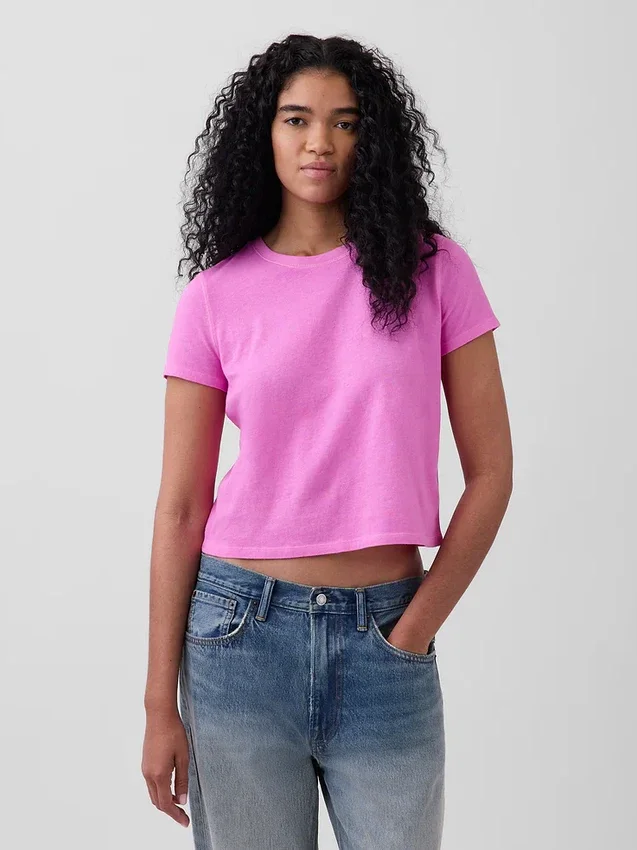 100 % bomull, äkta krympt T-shirt