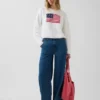 100 % bomull, oversized, kort tröja i amerikansk stil