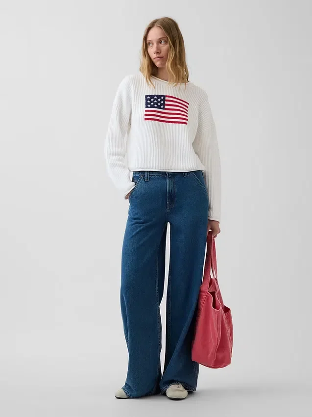 100 % bomull, oversized, kort tröja i amerikansk stil