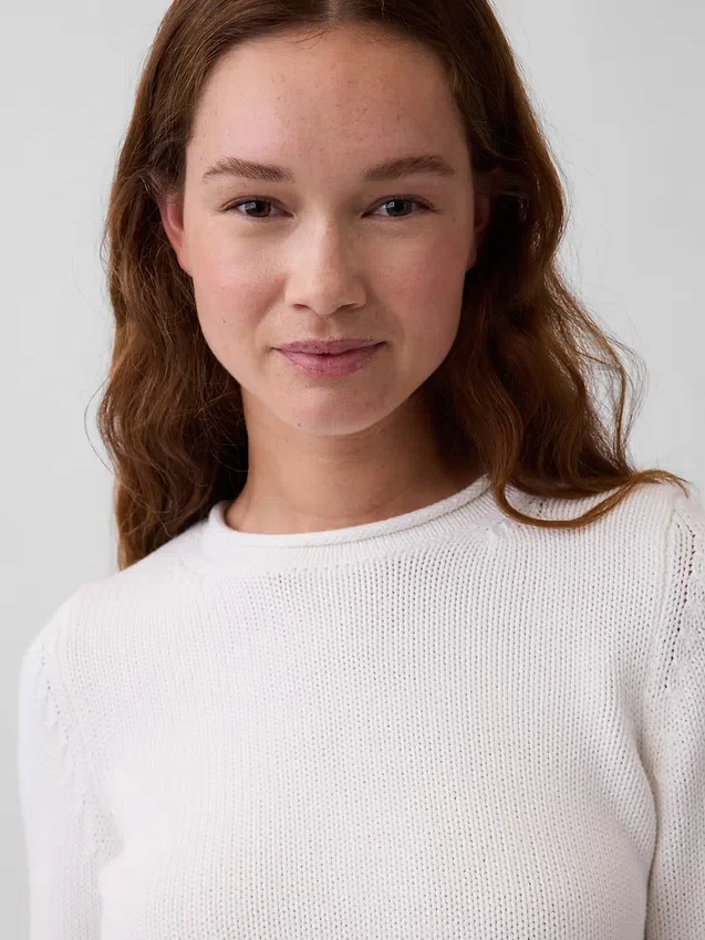 100 % bomullströja med rullkrage