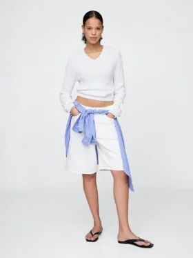 11" långa jeansshorts med medelhög midja