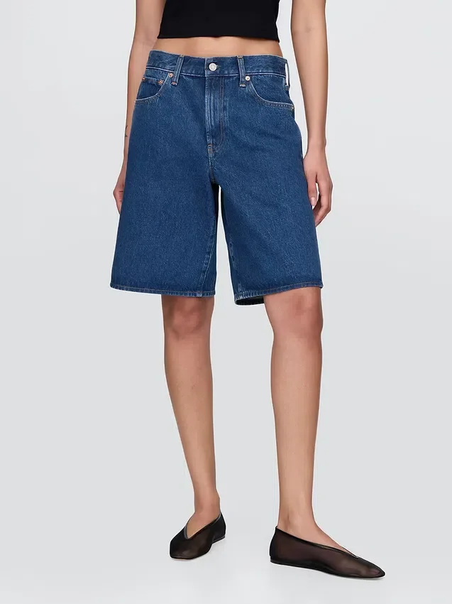 11" långa jeansshorts med medelhög midja