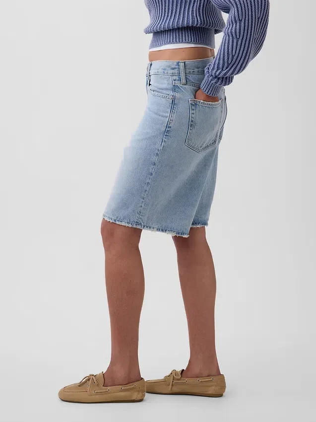 11" långa jeansshorts med medelhög midja
