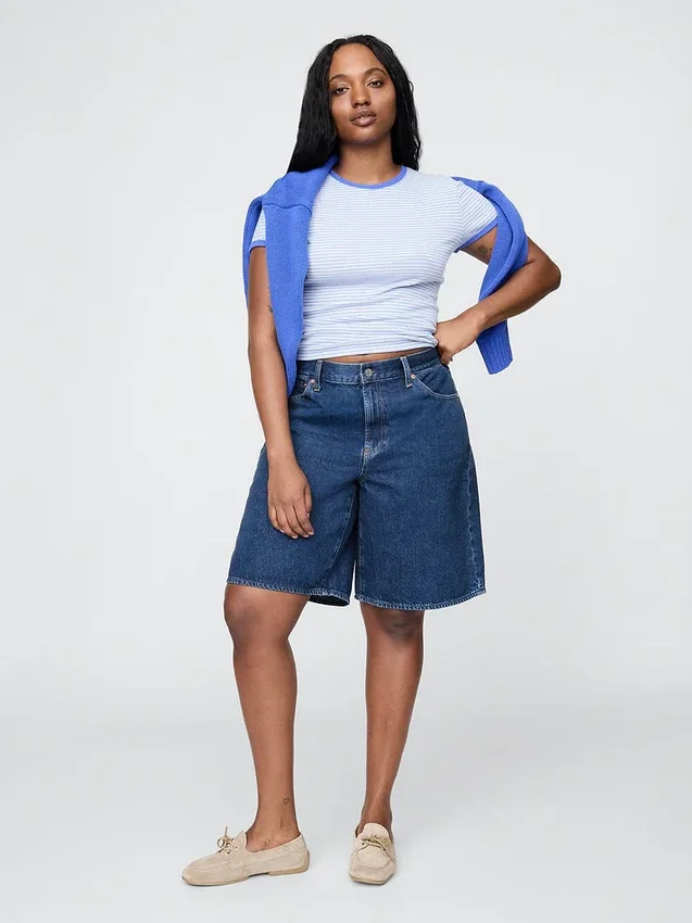 11" långa jeansshorts med medelhög midja