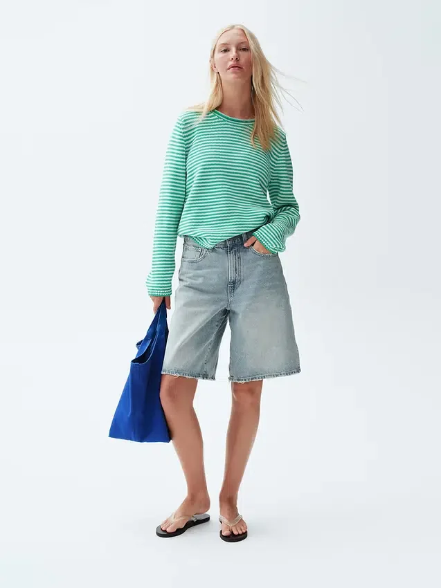 11" långa jeansshorts med medelhög midja