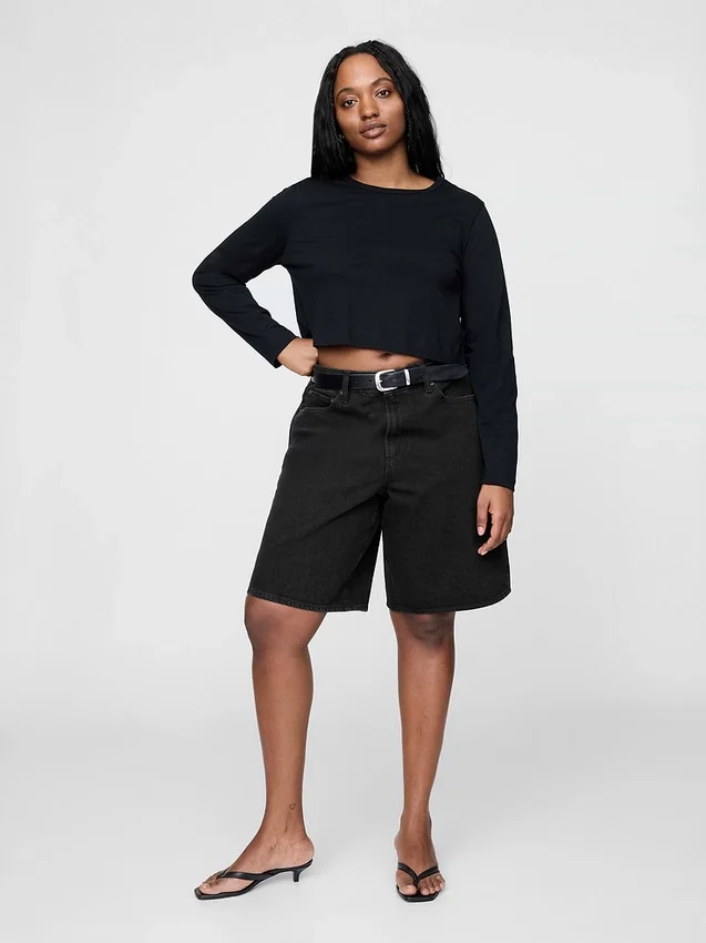 11" Långmodiga jeansshorts med medelhög midja
