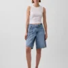 11" midhöga Micro Belt Longline-jeansshorts