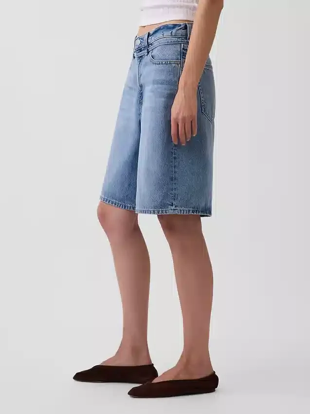 11" midhöga Micro Belt Longline-jeansshorts