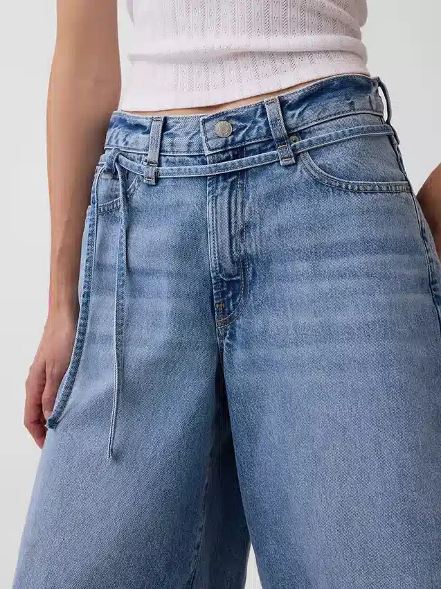 11" midhöga Micro Belt Longline-jeansshorts