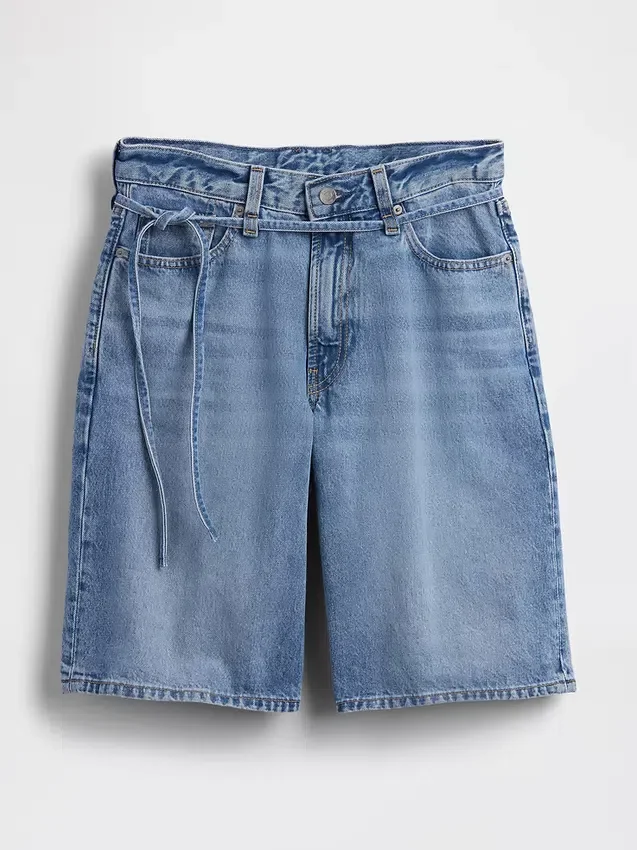 11" midhöga Micro Belt Longline-jeansshorts