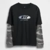 2-i-1-T-shirt med tryck och logotyp för barn