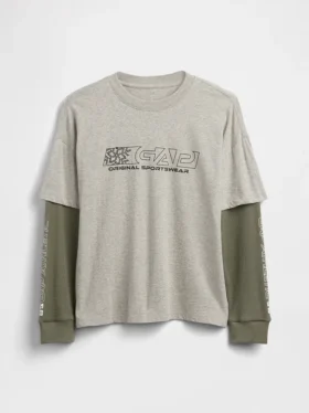 2-i-1-T-shirt med tryck och logotyp för barn