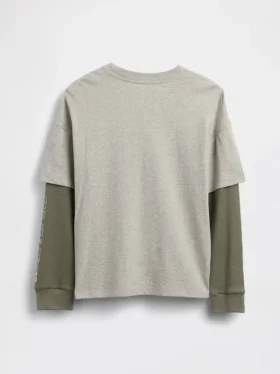 2-i-1-T-shirt med tryck och logotyp för barn