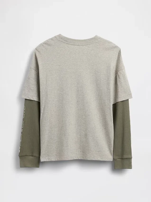 2-i-1-T-shirt med tryck och logotyp för barn