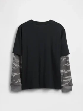 2-i-1-T-shirt med tryck och logotyp för barn
