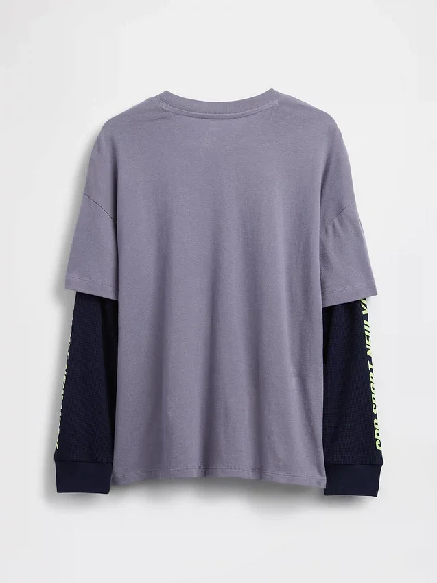 2-i-1-T-shirt med tryck och logotyp för barn
