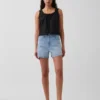 3,5" hög midja, avslappnade raka jeansshorts