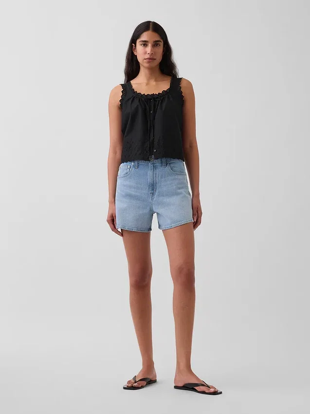 3,5" hög midja, avslappnade raka jeansshorts