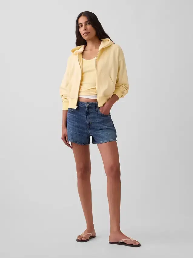 3,5" hög midja, avslappnade raka jeansshorts
