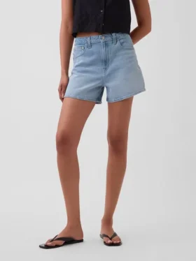 3,5″ hög midja, avslappnade raka jeansshorts