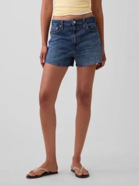 3,5″ hög midja, avslappnade raka jeansshorts
