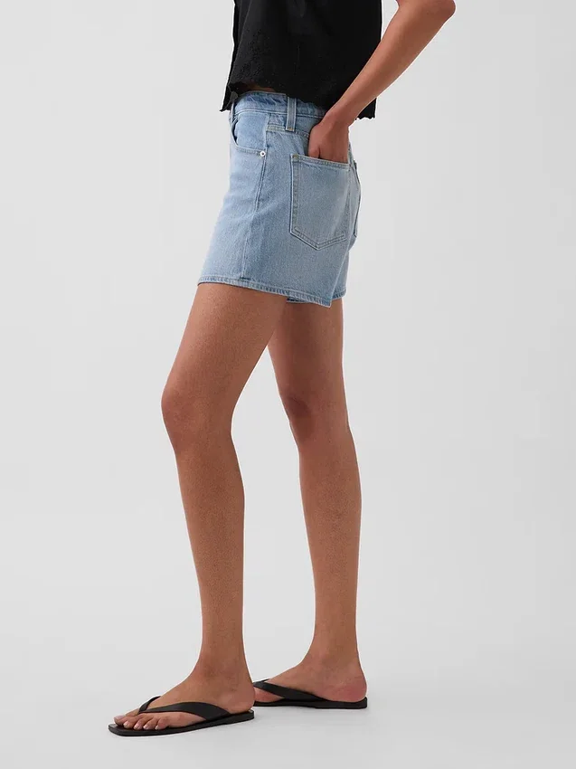 3,5" hög midja, avslappnade raka jeansshorts