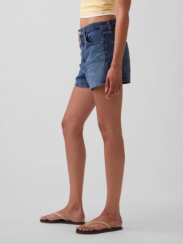 3,5" hög midja, avslappnade raka jeansshorts