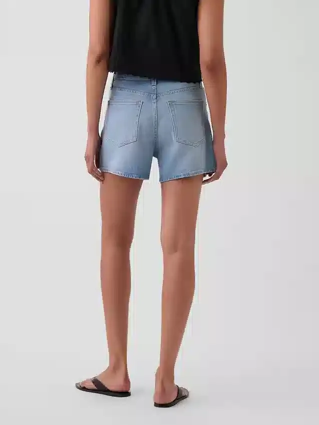 3,5" hög midja, avslappnade raka jeansshorts