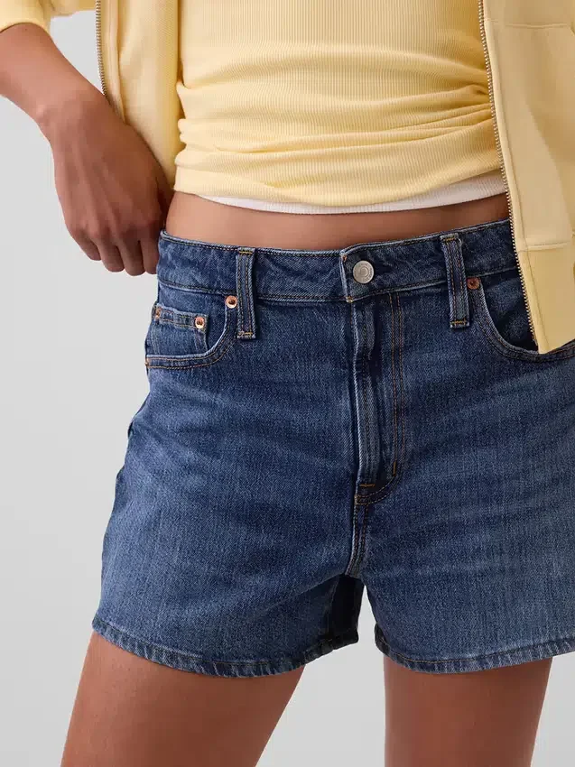3,5" hög midja, avslappnade raka jeansshorts