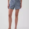 3,5" höga, avslappnade raka jeansshorts i gingham