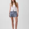 3,5" höga, avslappnade raka jeansshorts i gingham
