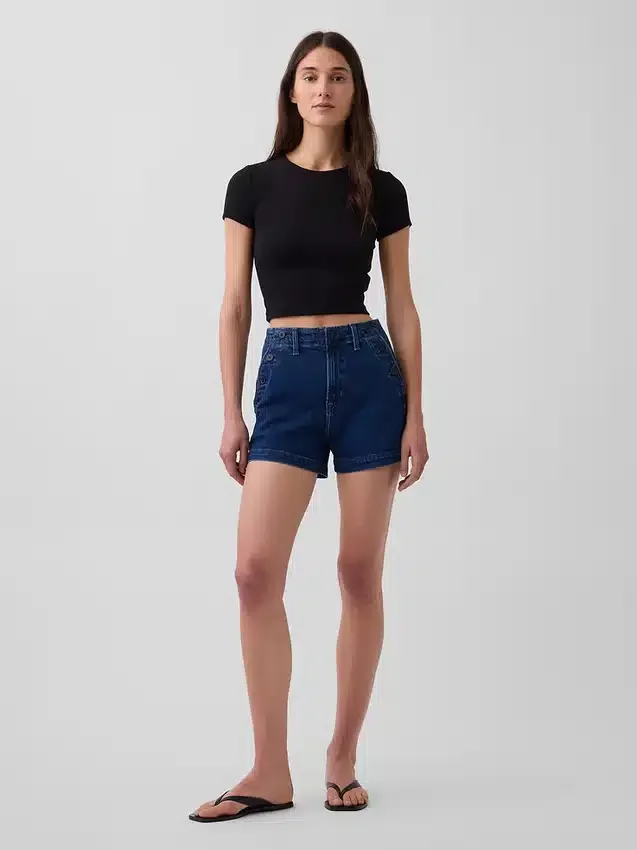 3,5" höga, avslappnade raka jeansshorts i sjömansstil