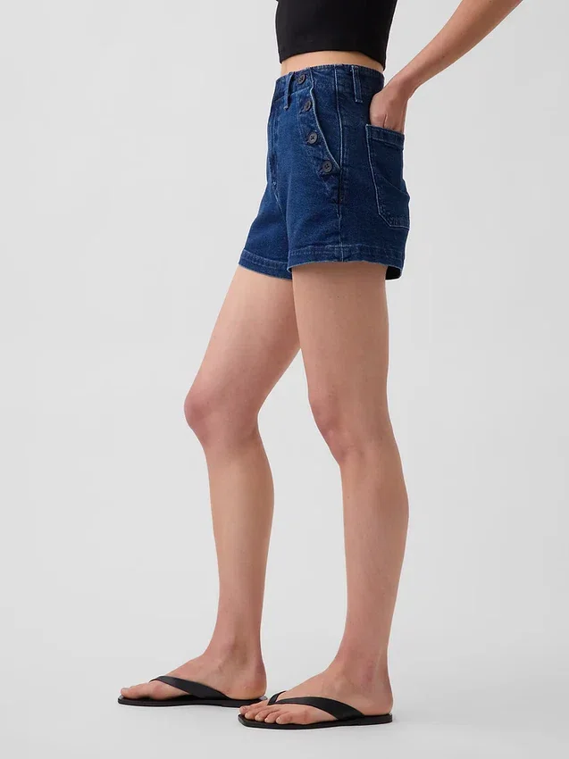 3,5" höga, avslappnade raka jeansshorts i sjömansstil
