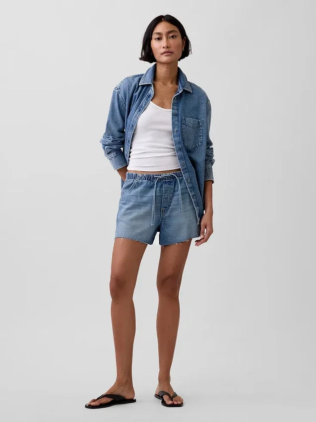 3,5” Lågt sittande, bekväma jeansshorts