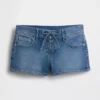 3" lågmidjade denimshorts med snörning