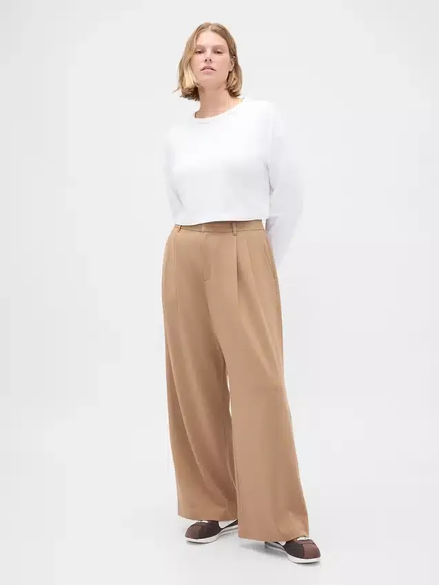 365 högmidjade byxor i borstad twill med veck