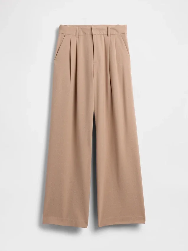 365 högmidjade byxor i borstad twill med veck