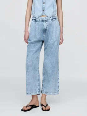 365 Högmidjade, ultramjuka denimbyxor med veck i ankellängd