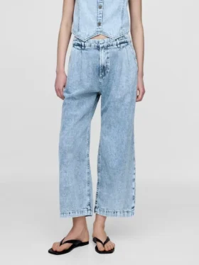 365 Högmidjade, ultramjuka denimbyxor med veck i ankellängd